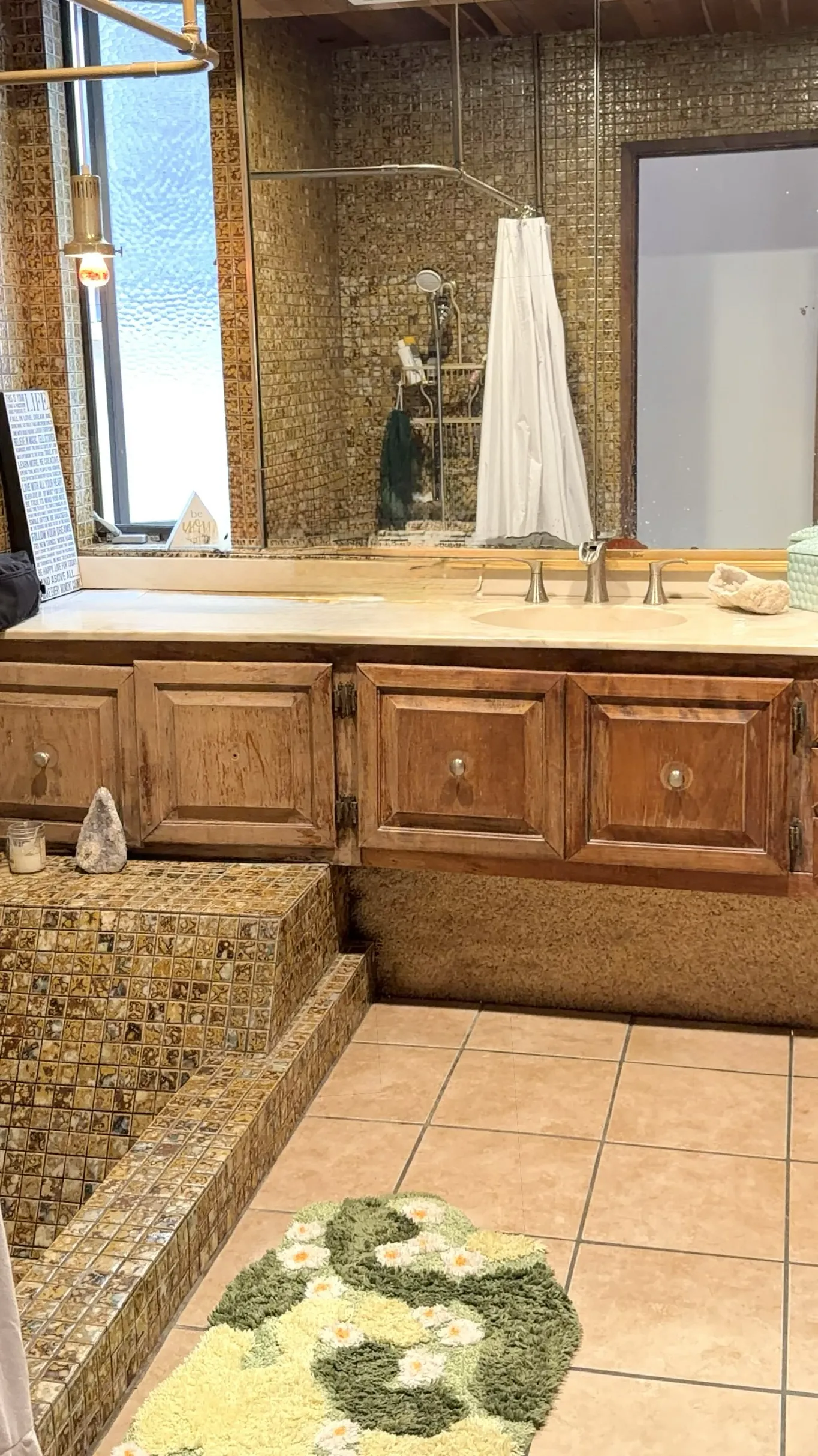 Shared bathroom with sunken shower